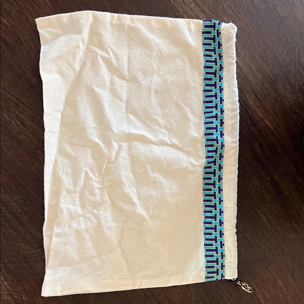 Tory Burch White and Blue Accessory Pouch